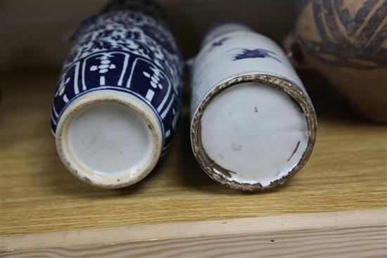 Two Chinese blue and white vases, Tall vase H.30.5cm